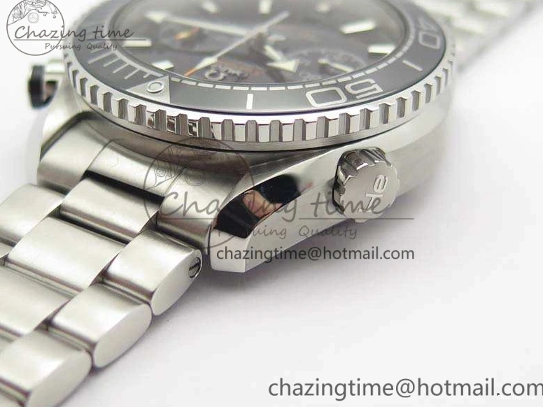 0511 Planet Ocean Master Chrono SS OM 1:1 Best Edition Black Dial On SS Bracelet A9900 V Fashionable 8113
